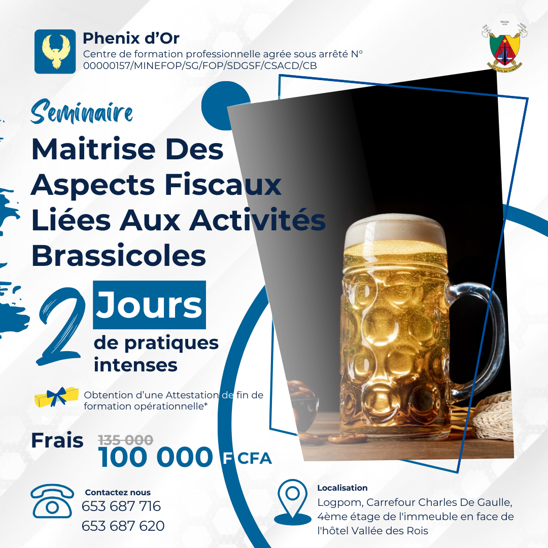 Flyer de la formation: Maitrise Des Aspects Fiscaux Liés Aux Activités Brassicoles