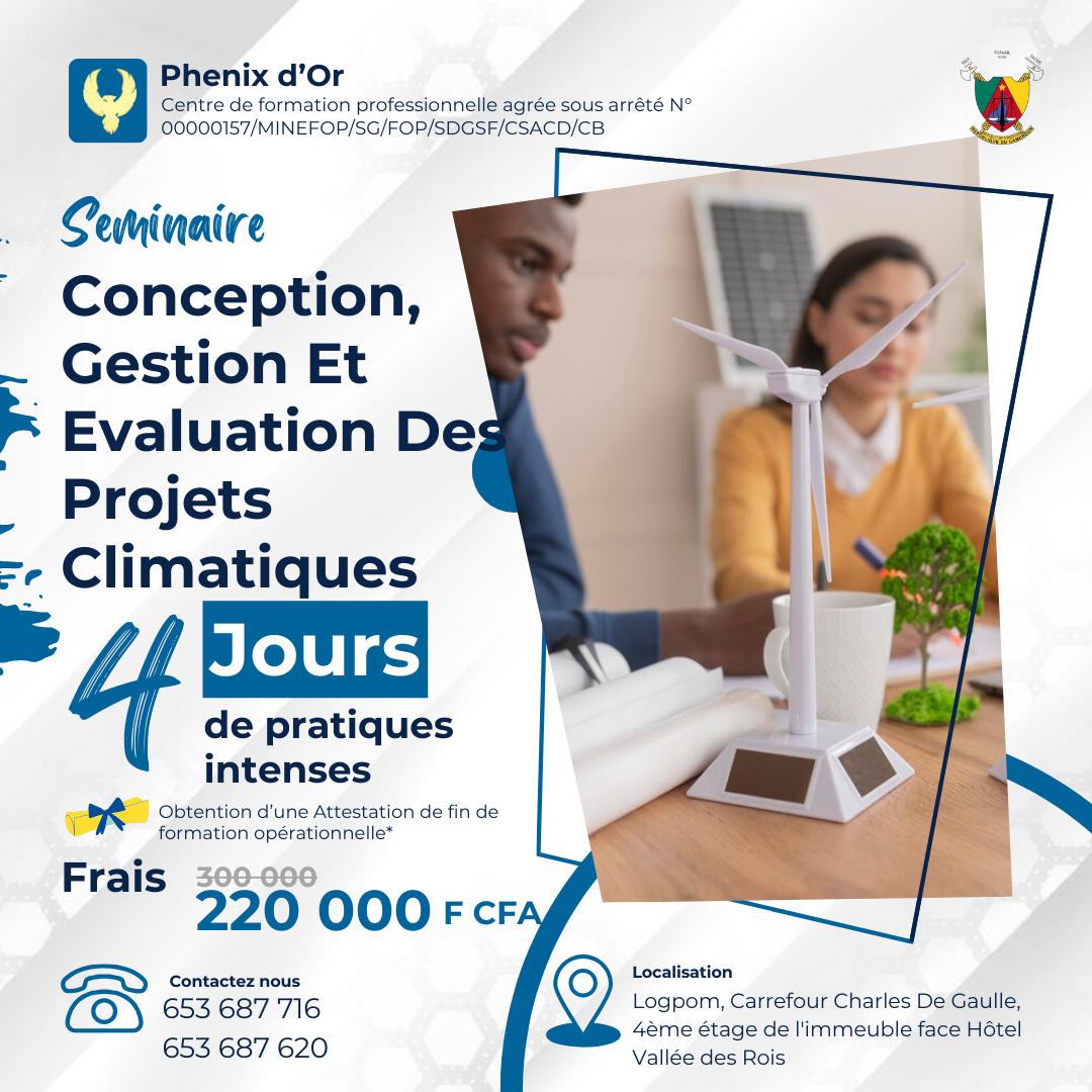 Bannière formation: Conception, Gestion Et Evaluation Des Projets Climatiques